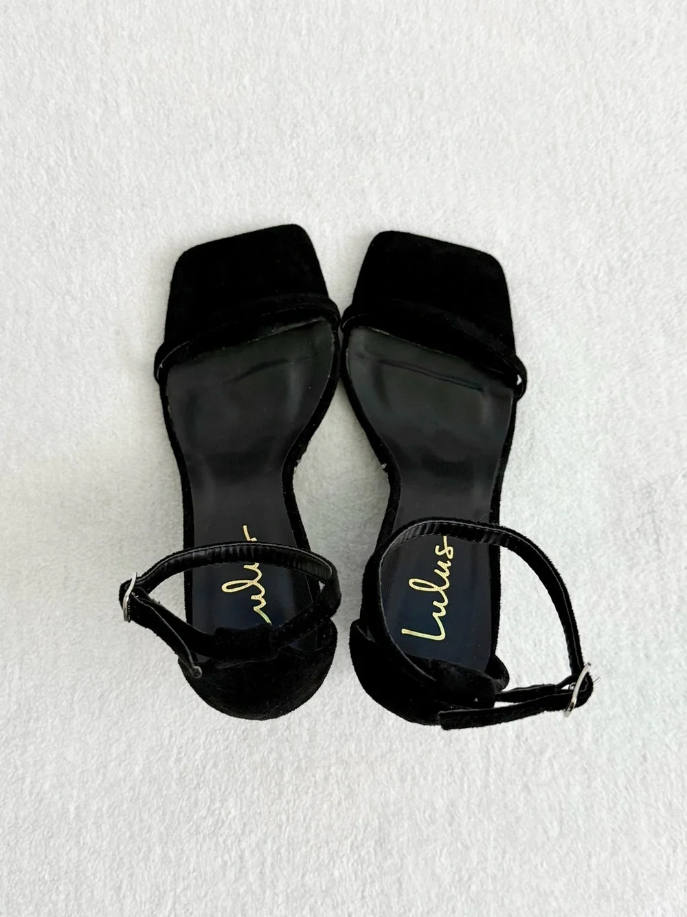 Lulus Black Rhinestone Ankle Strap Wedge Sandals Size
